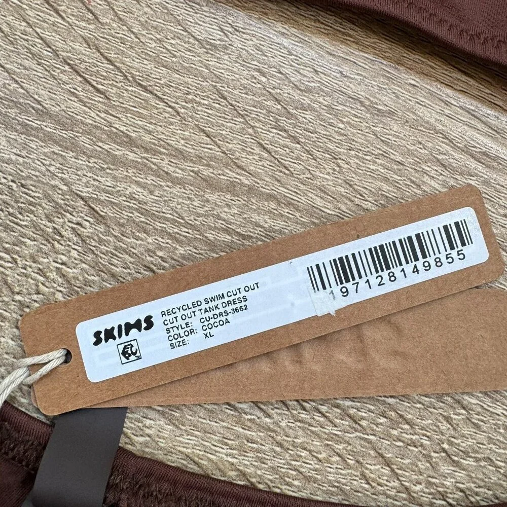 NWT SKIMS Recycled Swim Cut Out Tank Dress Cocoa XL